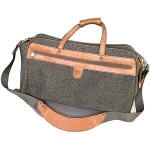 Vintage Hartmann Weekender Luggage Carry On Bag Tweed Leather 21”x13”x10”